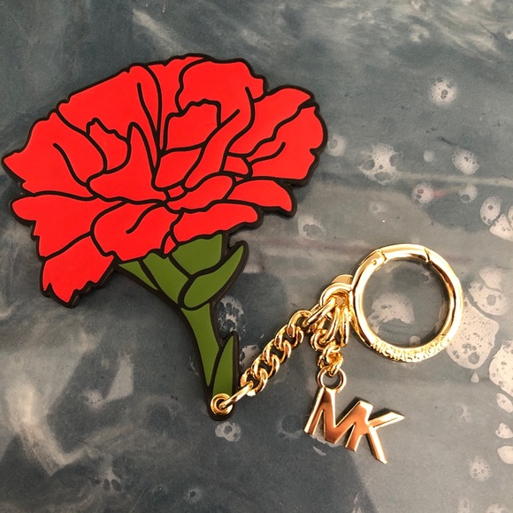 Michael Kors Leather Rose Keychain - Picture 1 of 4